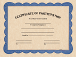Participation Certificate, Traditional with Blue Border