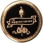 Gold and Black Metal "In Appreciation" insert for insert trophies, medals, and plaques