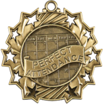 Ten Star Gold Perfect Attendance Medal