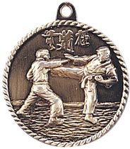 Gold High Relief Karate Medal 